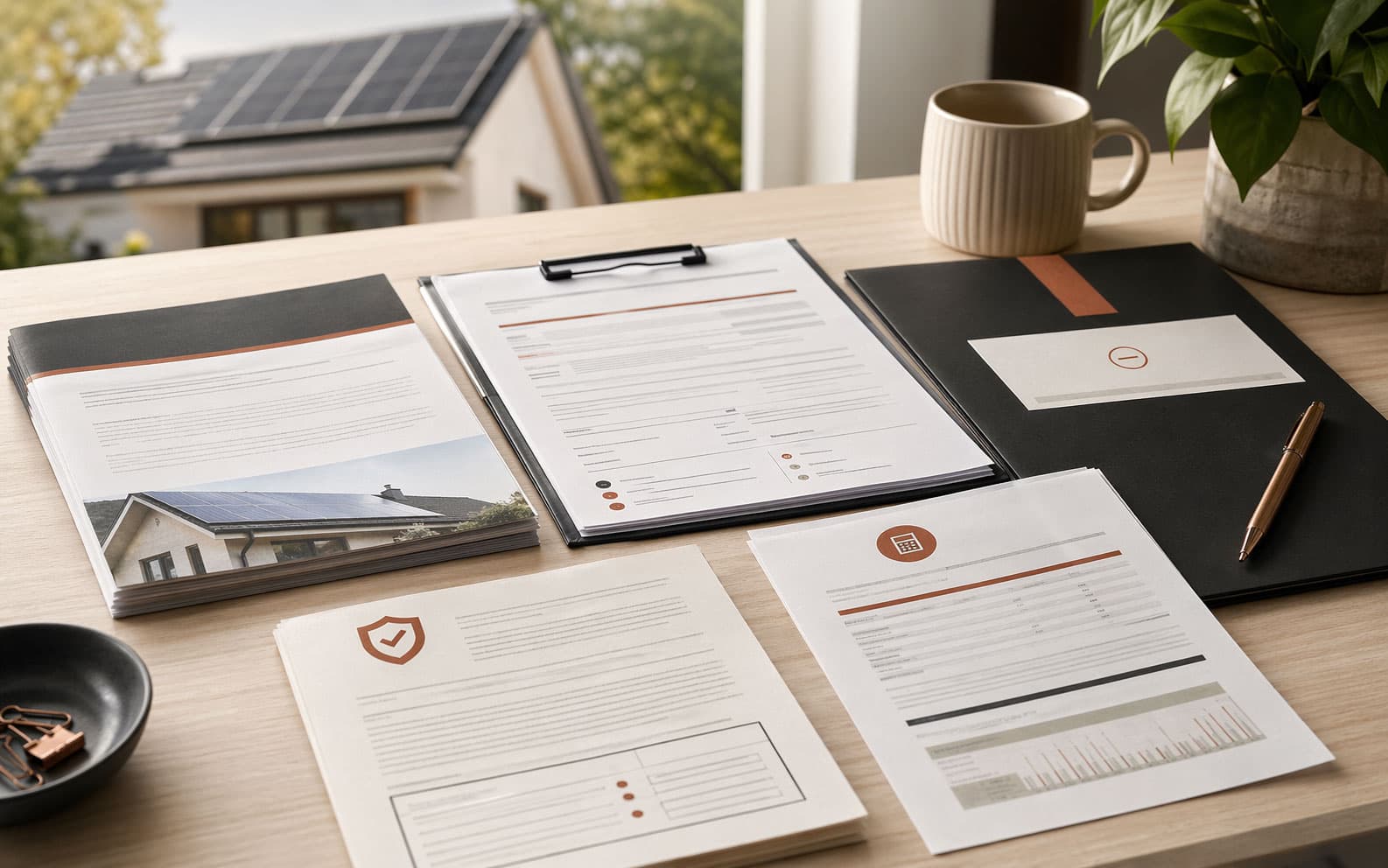 Solar contract paperwork with closed company notice
