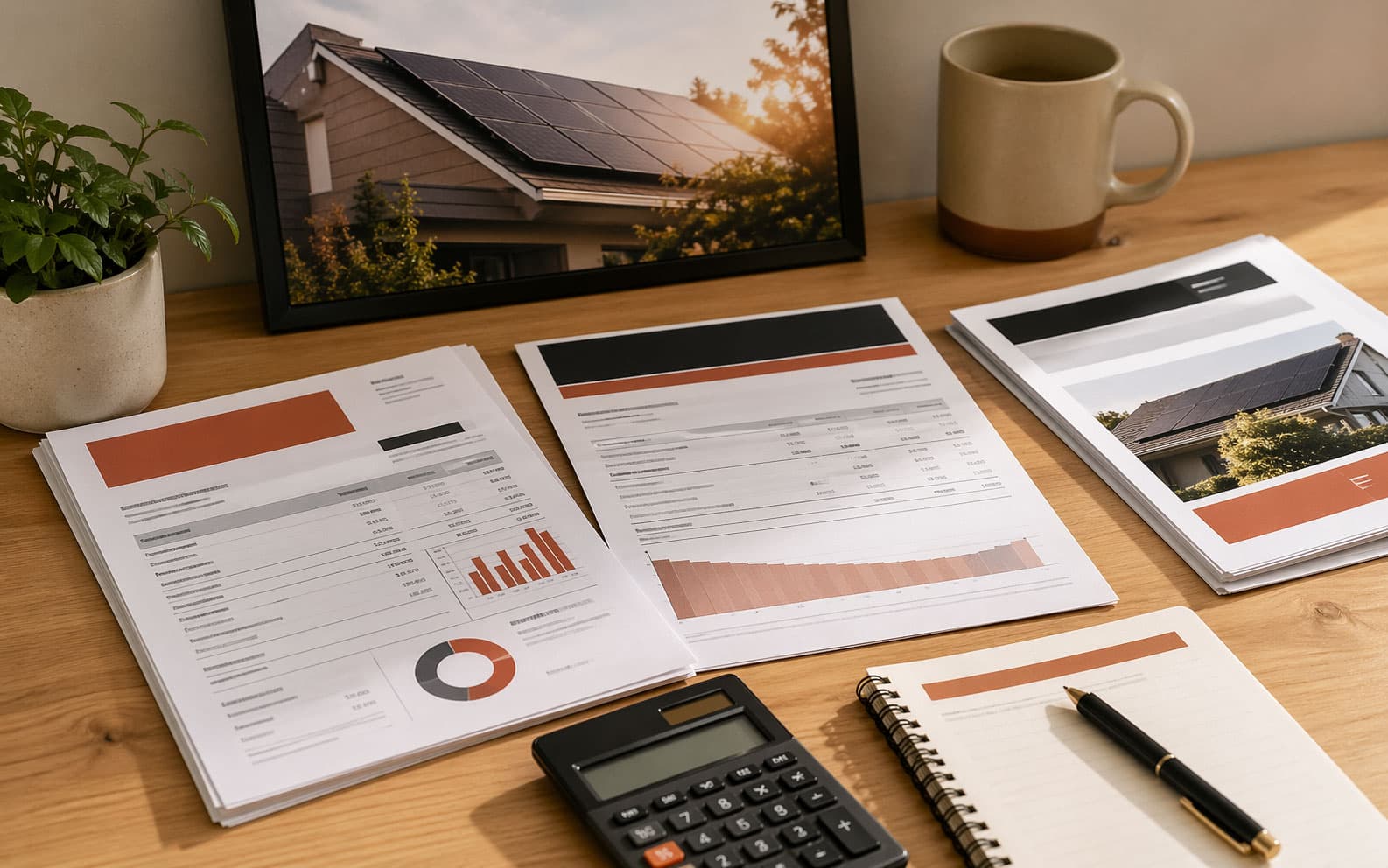 High utility bill with solar panels Utility bill and solar payment statement on a table